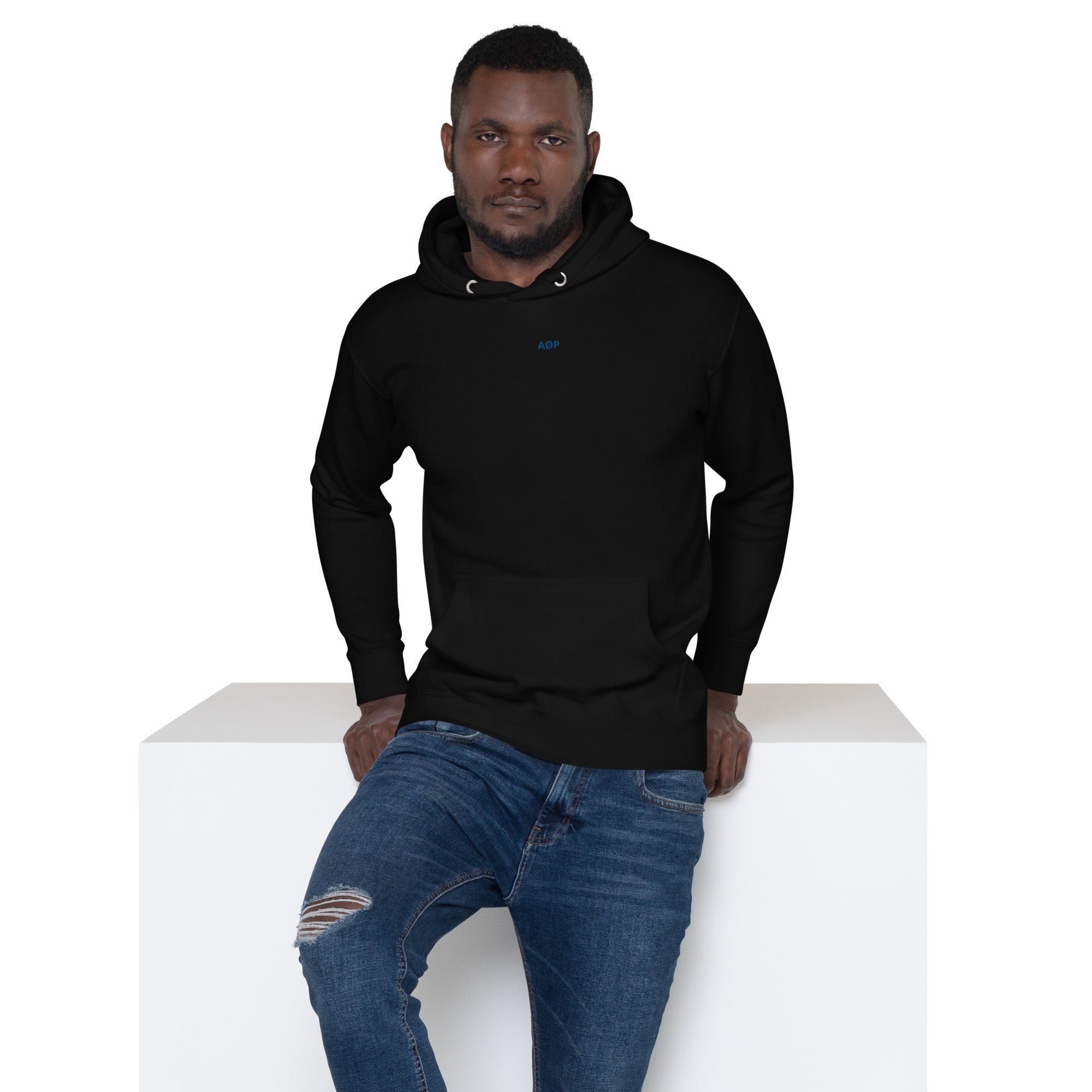 AØP Evi Hoodie - Black/Royal blue